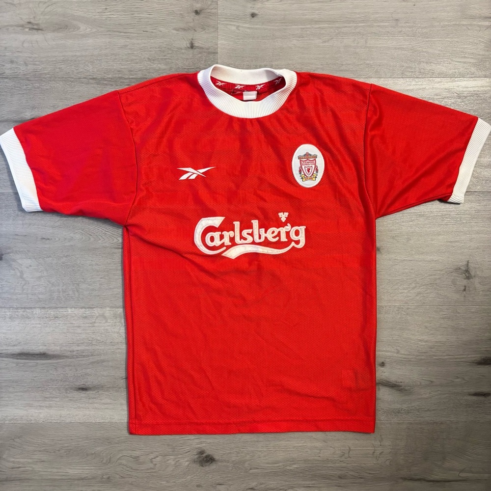 Reebok Kids Liverpool Red Soccer Jersey - Carlsberg Logo